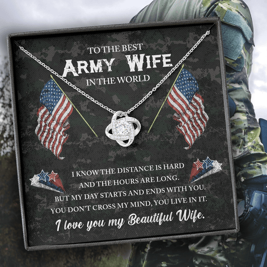 To The Best Army Wife Love Knot Necklace