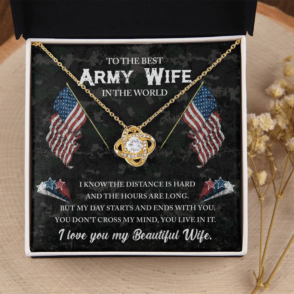 To The Best Army Wife Love Knot Necklace