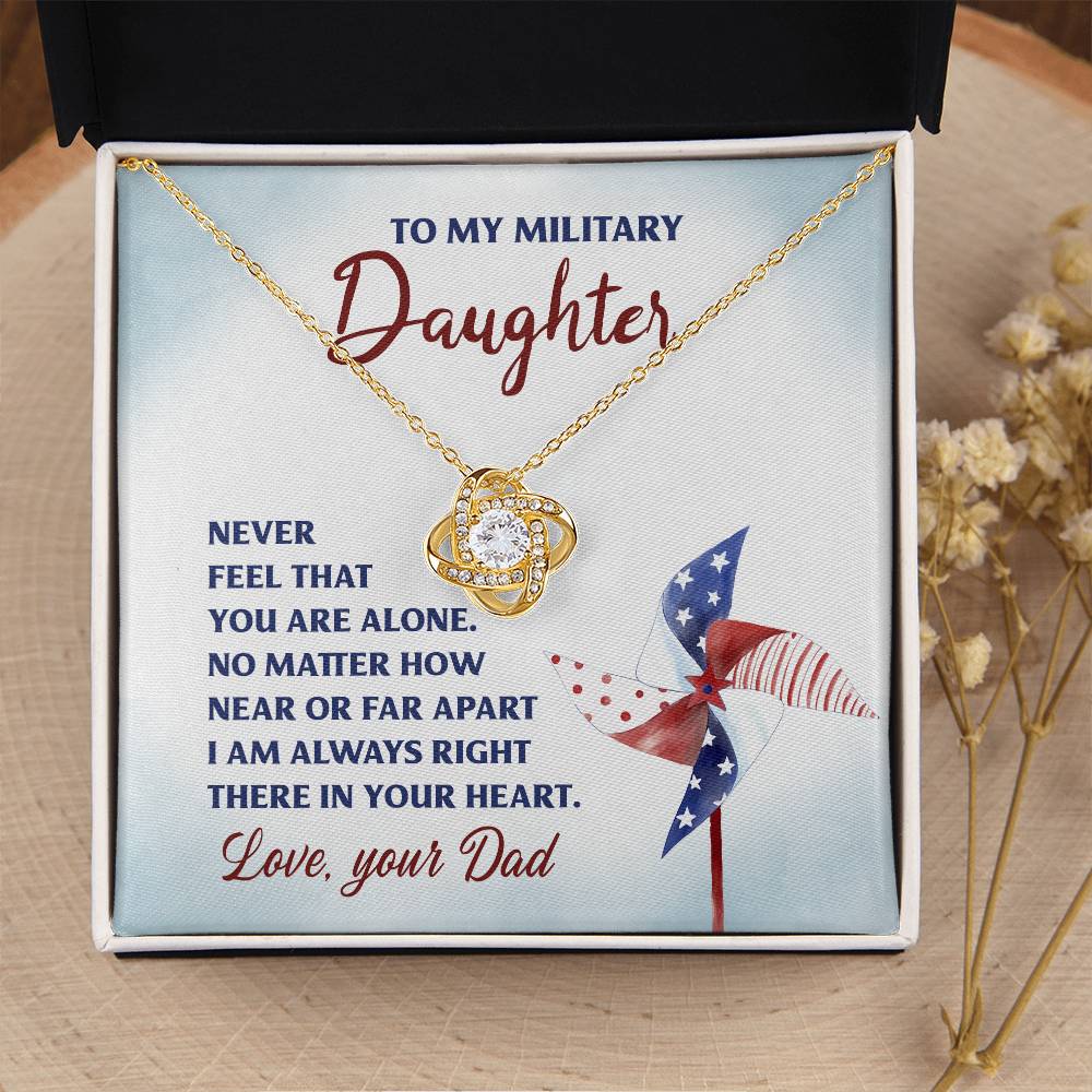 To My Military Daughter, Love Dad - Love Knot Necklace