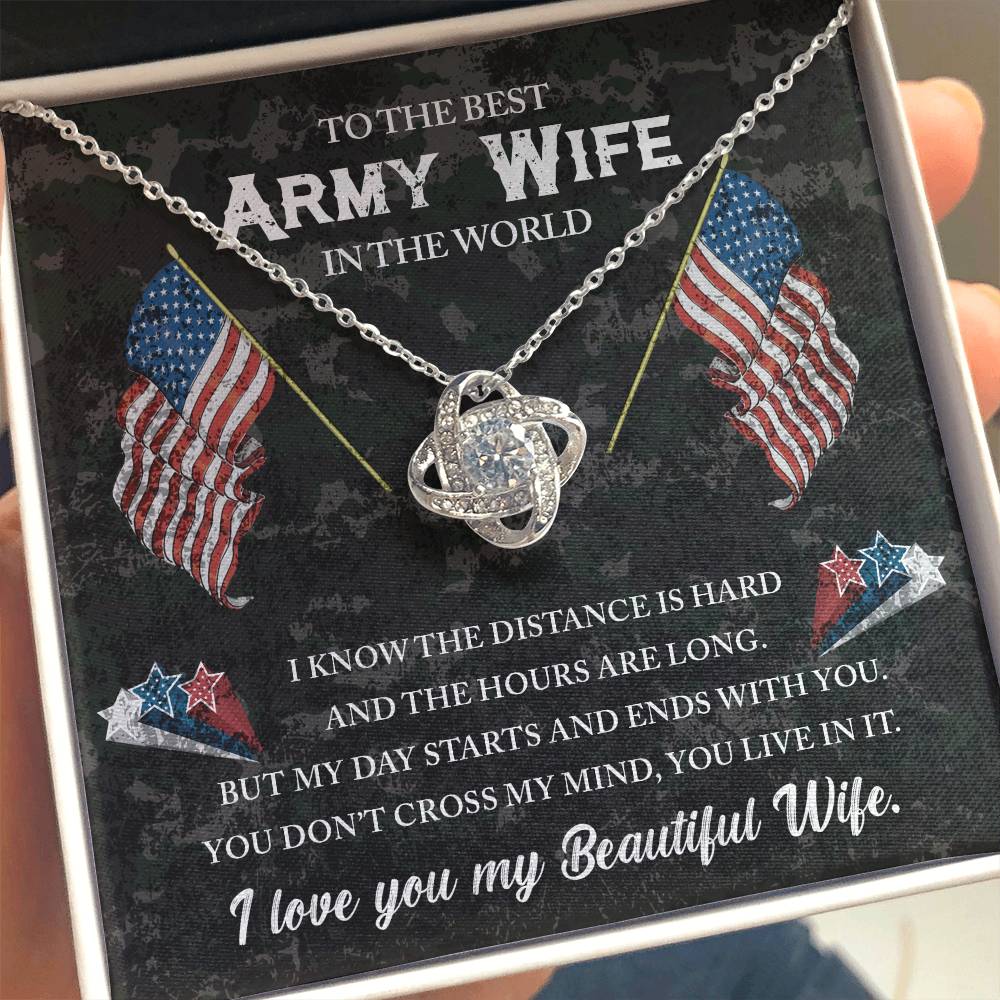 To The Best Army Wife Love Knot Necklace