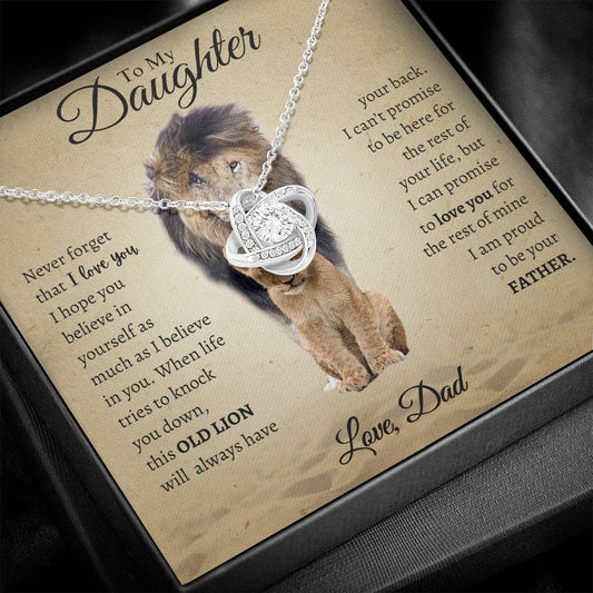 Gift for Daughter from Dad "This Old Lion" Love Knot Necklace