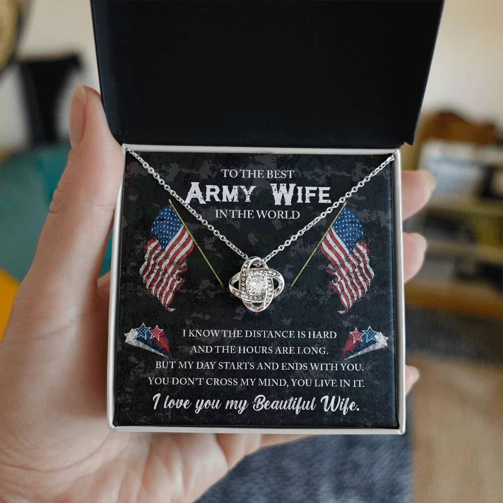 To The Best Army Wife Love Knot Necklace