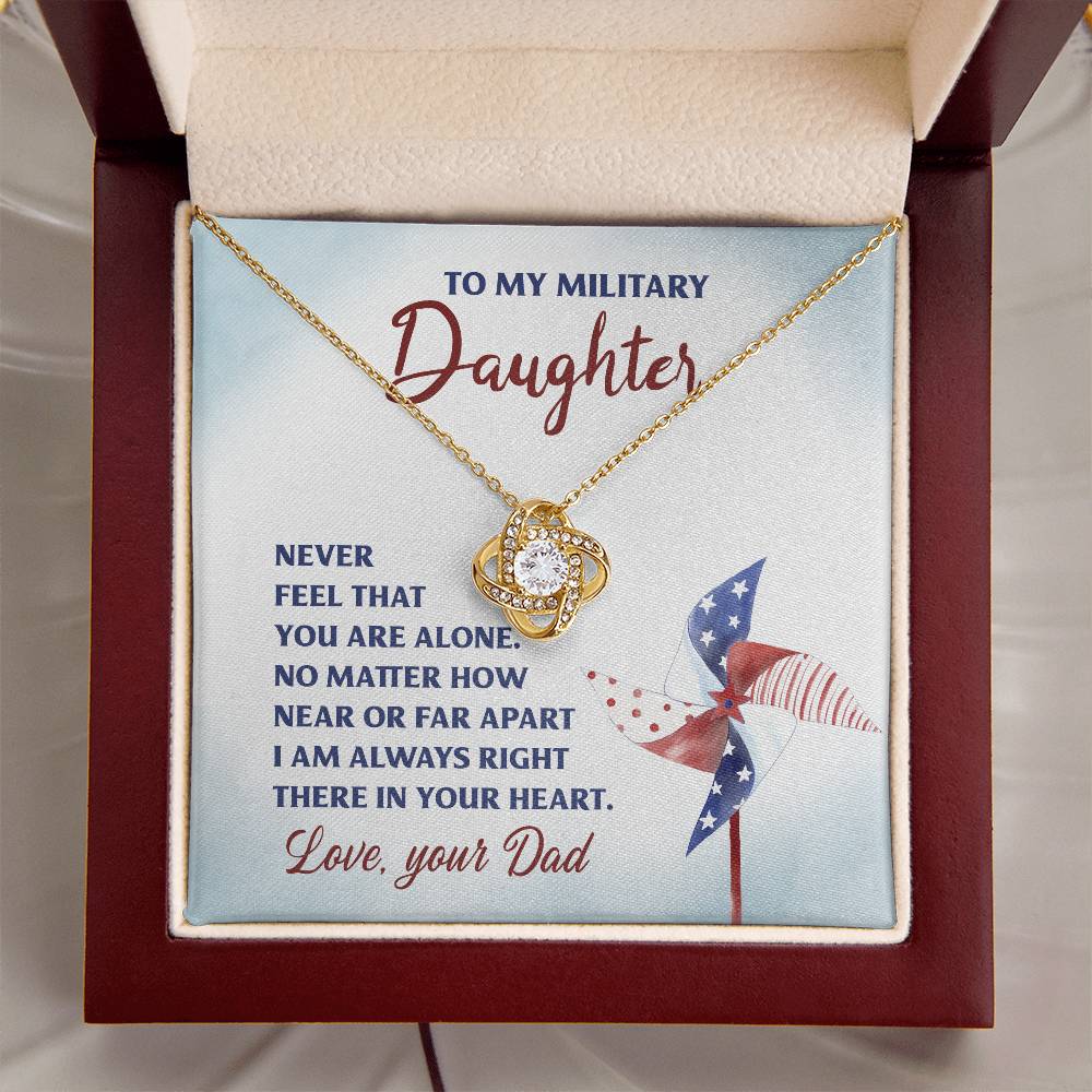 To My Military Daughter, Love Dad - Love Knot Necklace