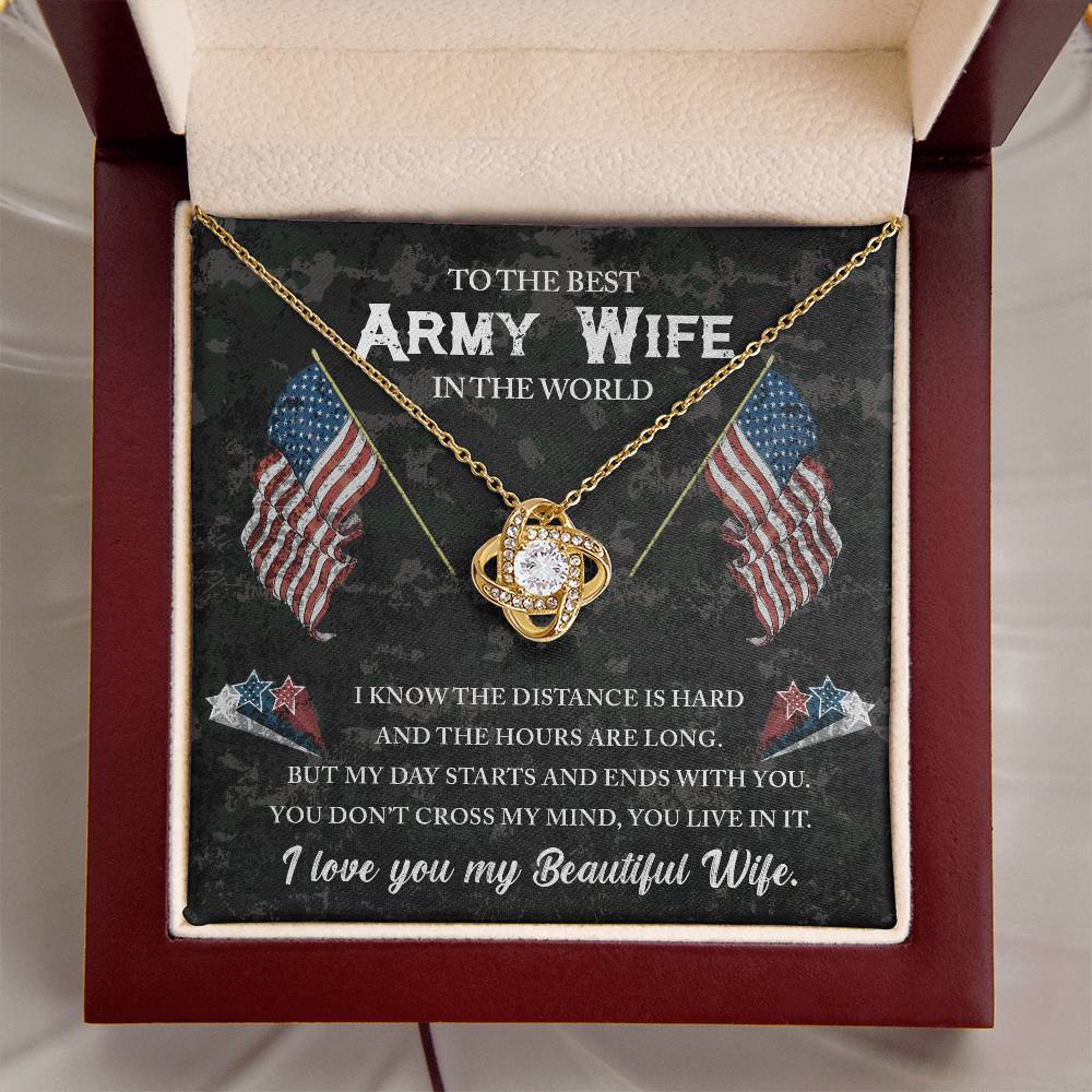 To The Best Army Wife Love Knot Necklace