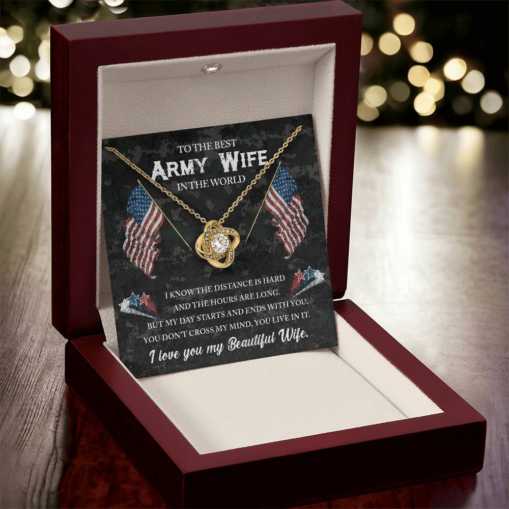 To The Best Army Wife Love Knot Necklace