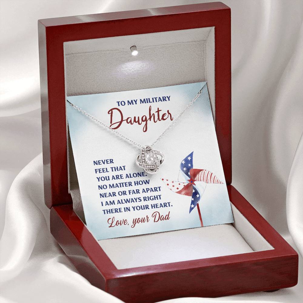 To My Military Daughter, Love Dad - Love Knot Necklace