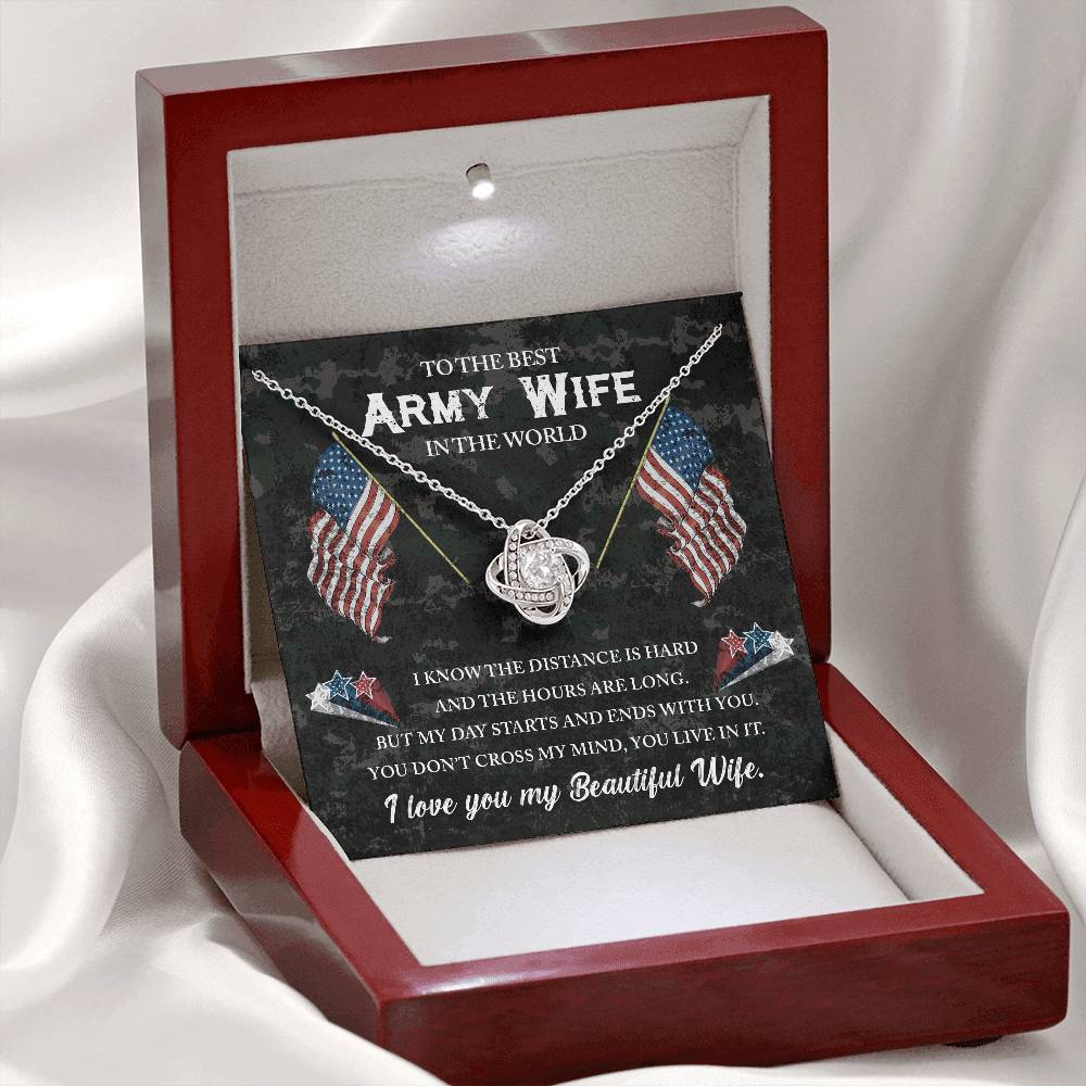 To The Best Army Wife Love Knot Necklace