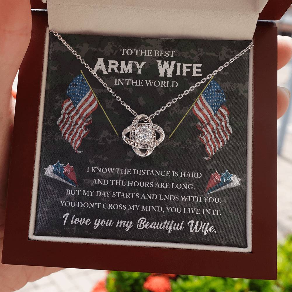 To The Best Army Wife Love Knot Necklace