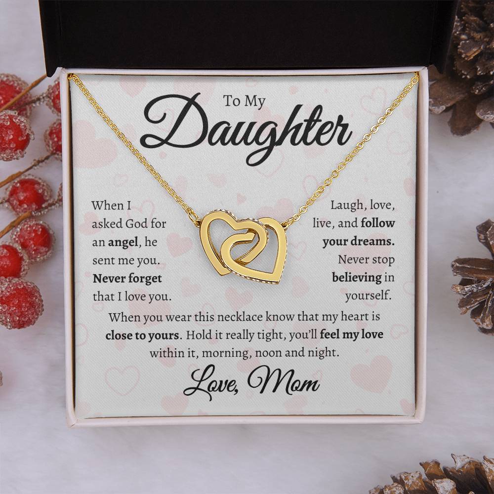 To My Daughter Interlocking Hearts Necklace