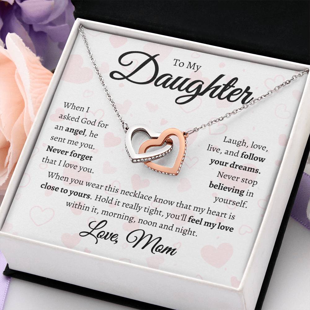 To My Daughter Interlocking Hearts Necklace