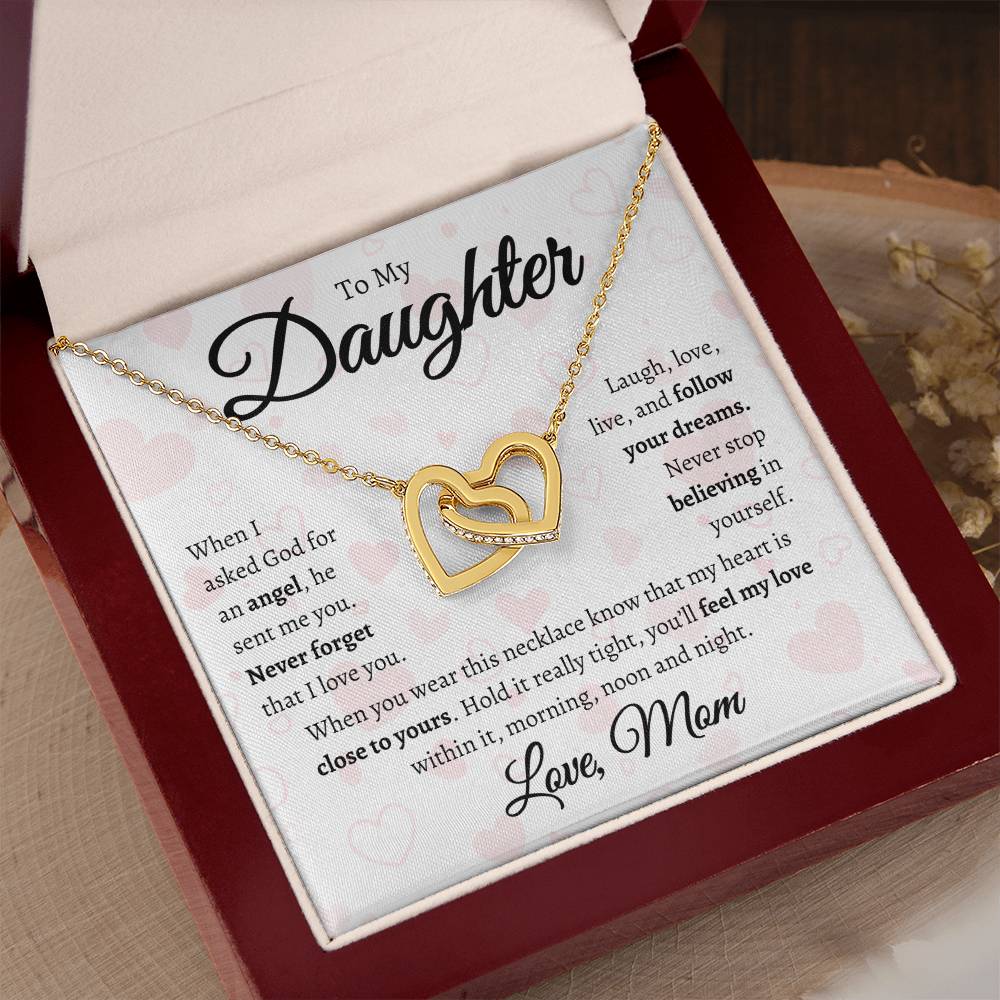 To My Daughter Interlocking Hearts Necklace