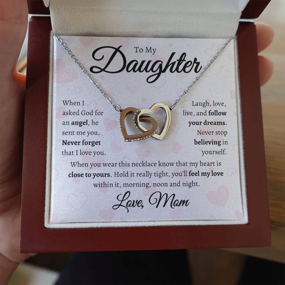 To My Daughter Interlocking Hearts Necklace