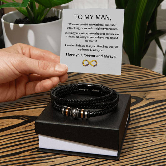 To My Man "Love You Forever" Leather Bracelet