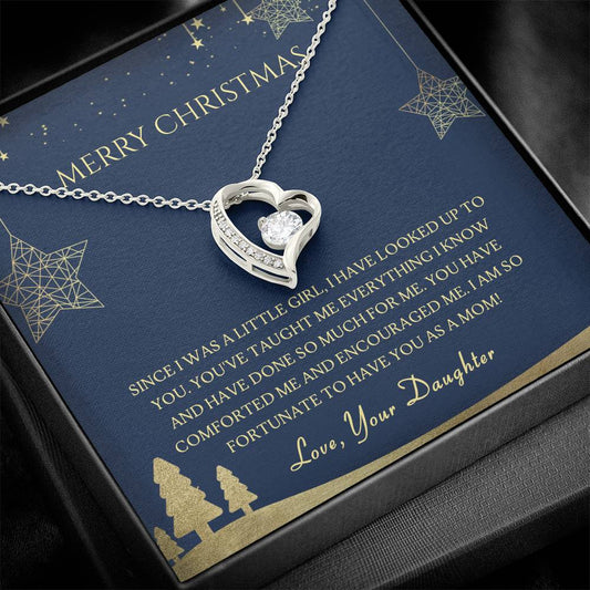 Merry Christmas Mom, Love Daughter - Forever Love Necklace